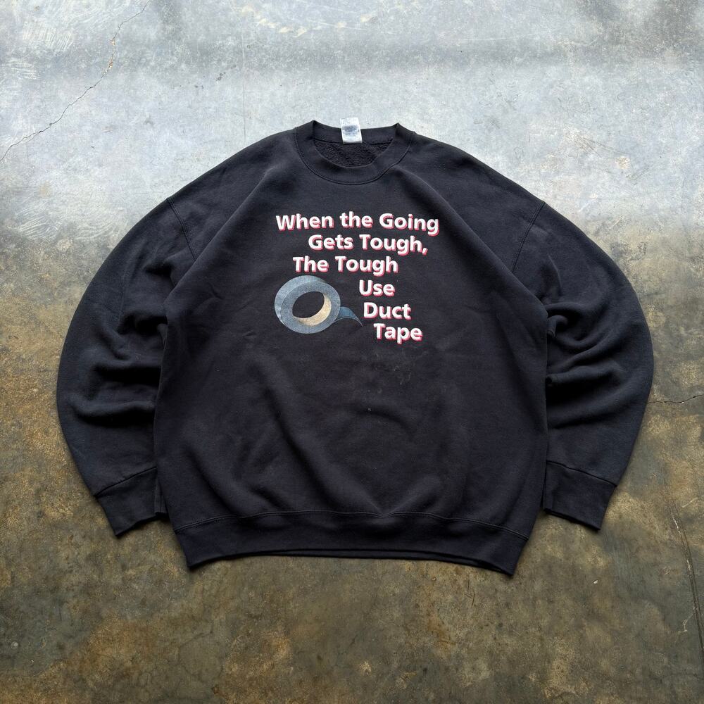 Vintage Boxy Use Duct tape Humor Black Sweatshirt